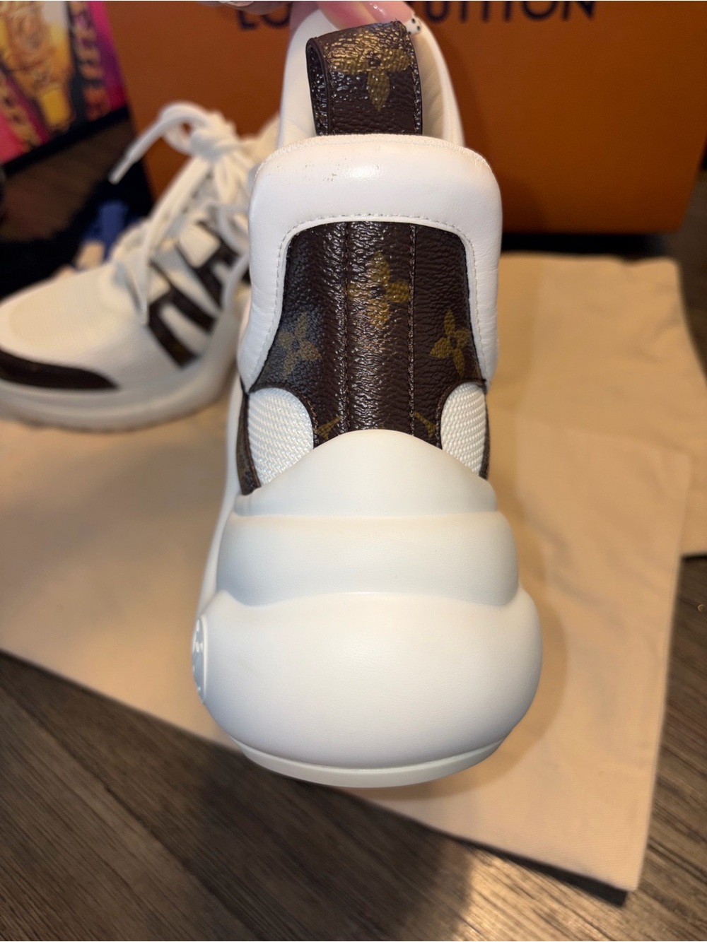 Louis Vuitton White & Brown Archlight Sneaker Boots - Picture 6 of 8